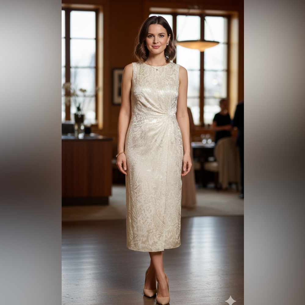 Lauren Ralph Lauren Cream Textured Dress